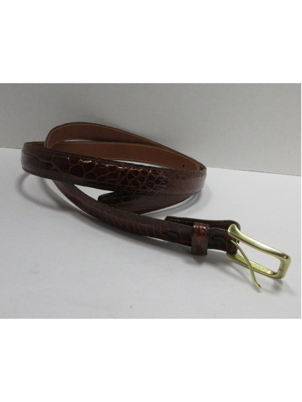Brooks Brothers Belt 46 Genuine Alligator Leather Dress Brass Buckle